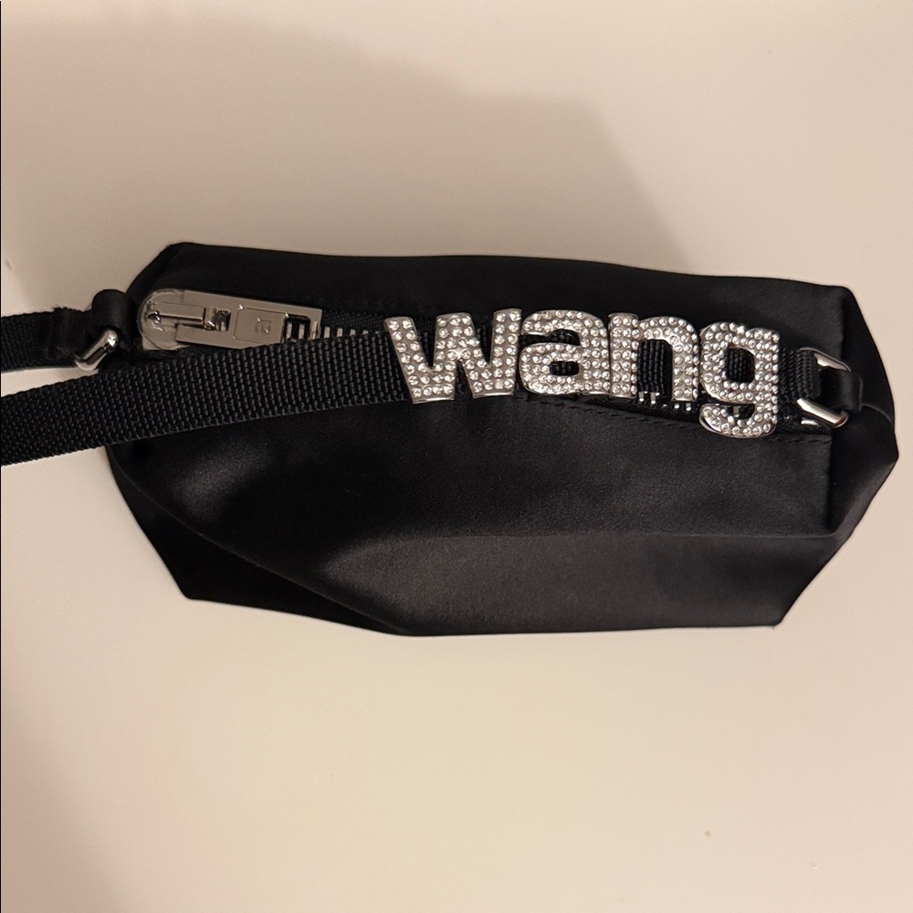 Black Alexander Wang Heiress Satin Pouch Rhinestone Bag